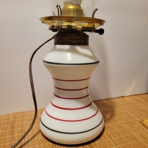 Pretty Vintage Milk Glass Oil Lamp Electrified